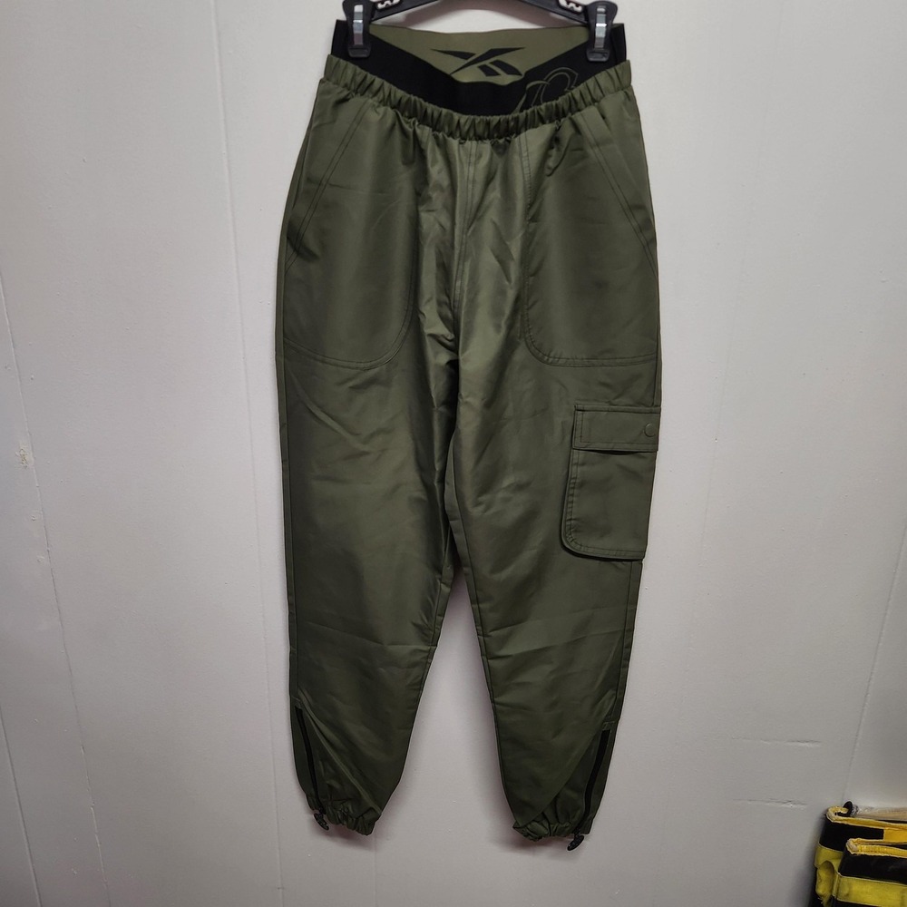 Reebok‎ RBK Cardi Pant Womens XS Hunter Green Polyester Joggers Cargo Pocket